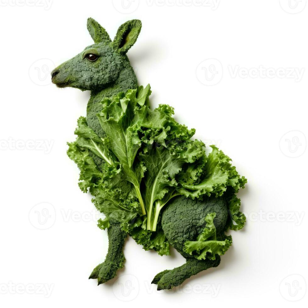 Känguru gemacht von Grünkohl auf Weiß Hintergrund foto