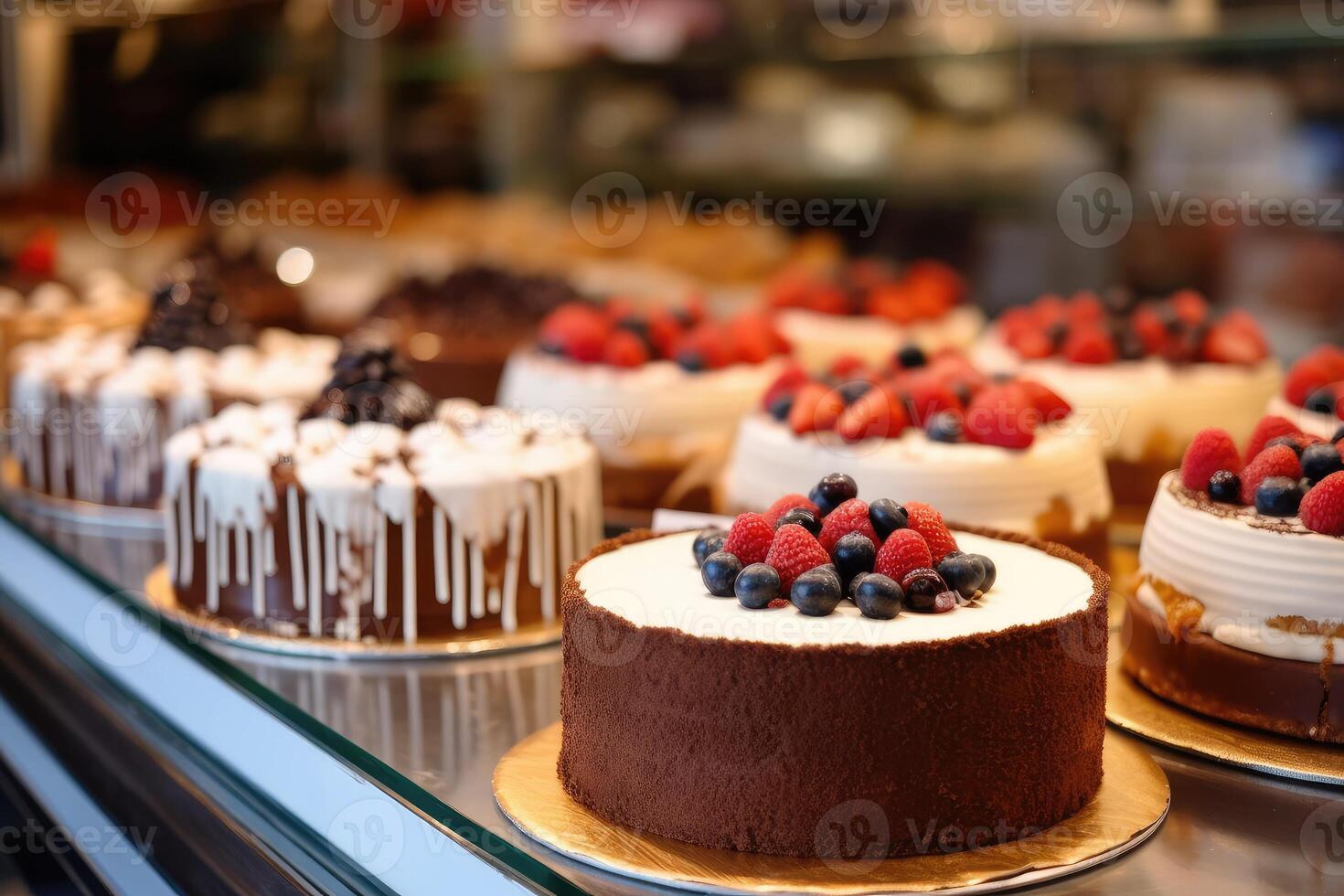 Lager Foto von Innerhalb Kuchen Geschäft ai generiert