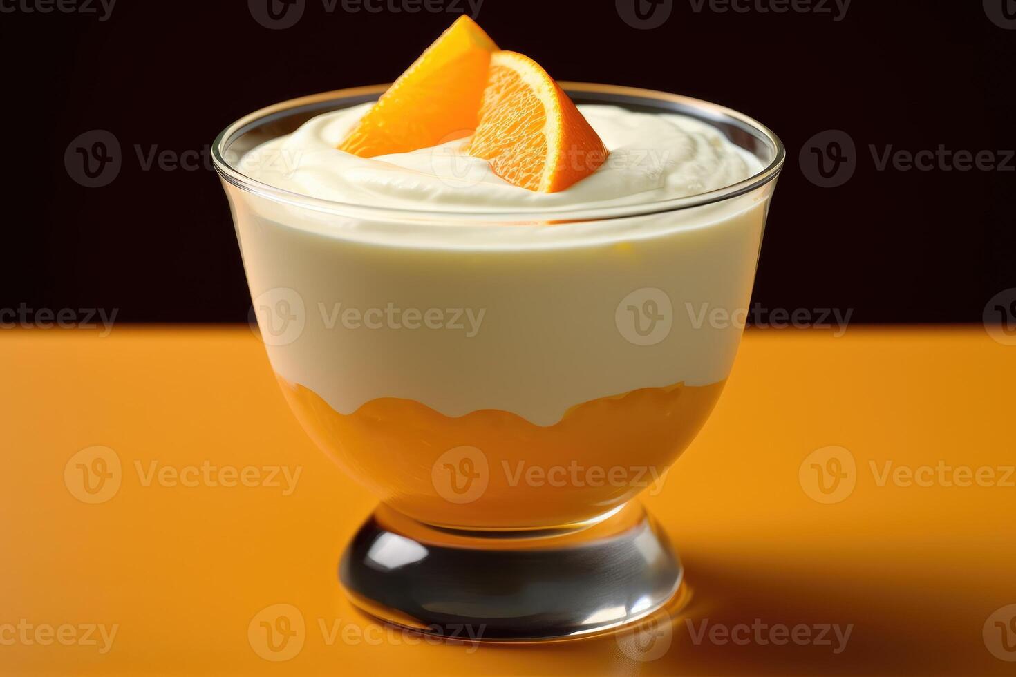 Orange Joghurt Essen Fotografie ai generiert foto