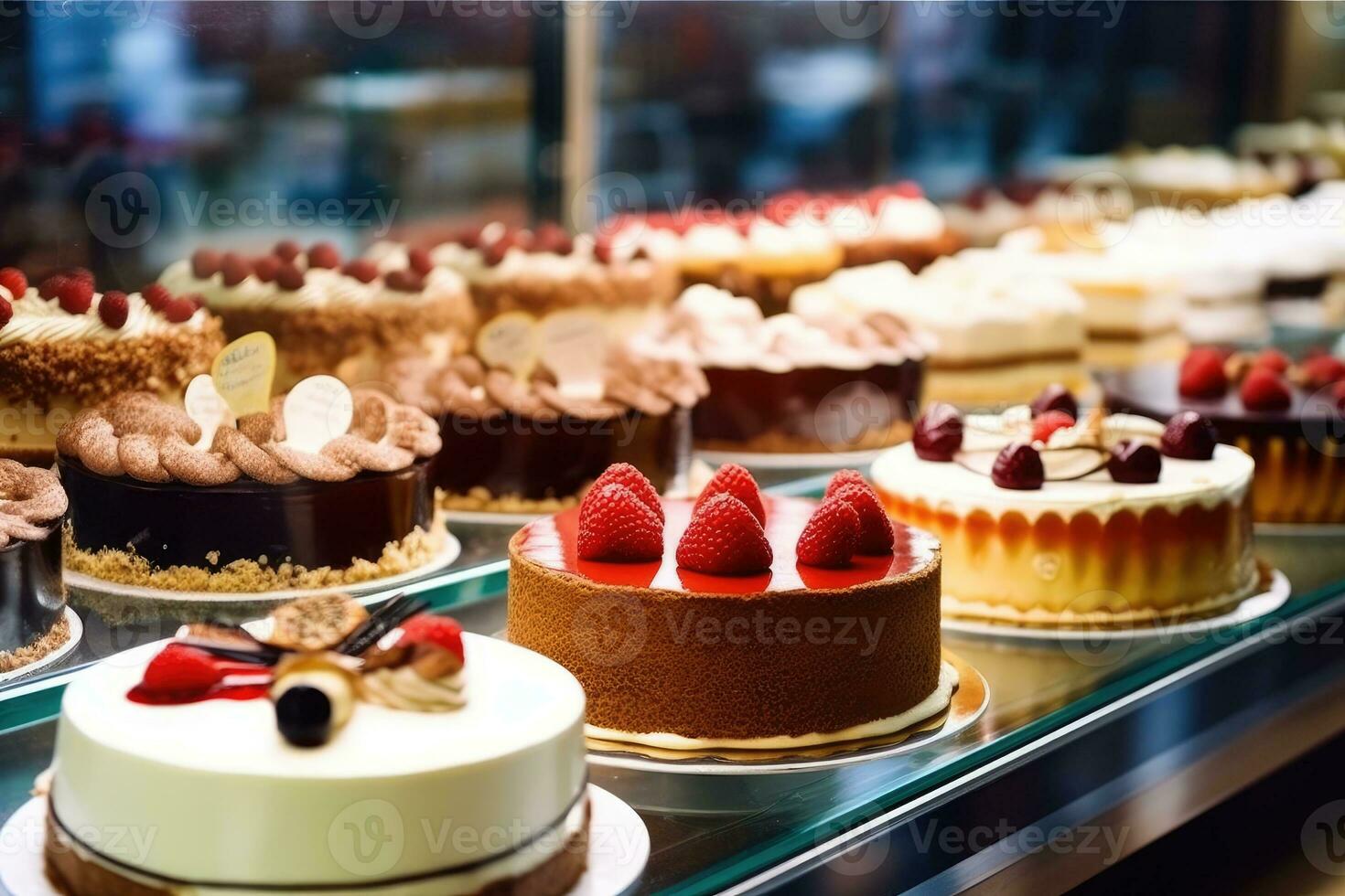 Lager Foto von Innerhalb Kuchen Geschäft ai generiert