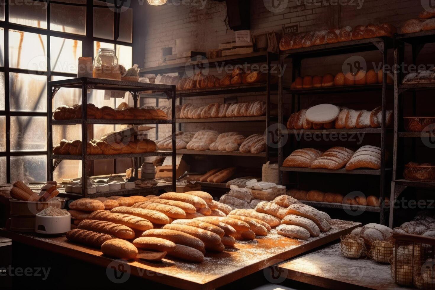 Lager Foto von Innerhalb Bäckerei ai generiert