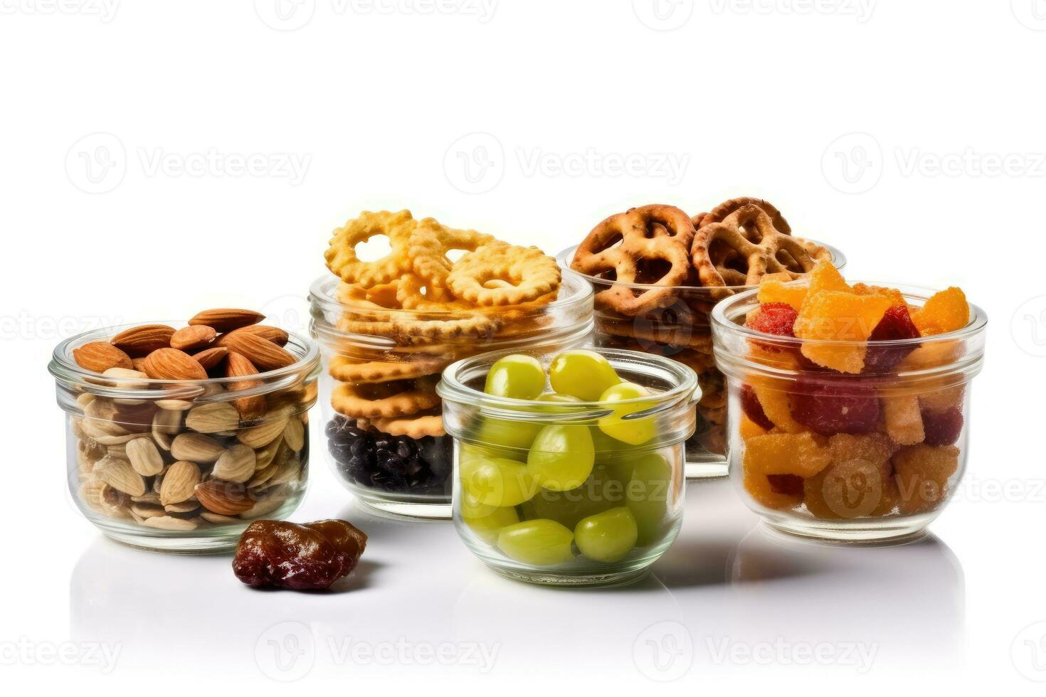 gesund Snacks Weiß isoliert Hintergrund Essen Fotografie ai generiert foto