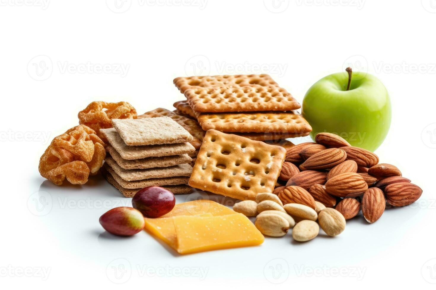 Kalorie Snacks Weiß isoliert Hintergrund Essen Fotografie ai generiert foto
