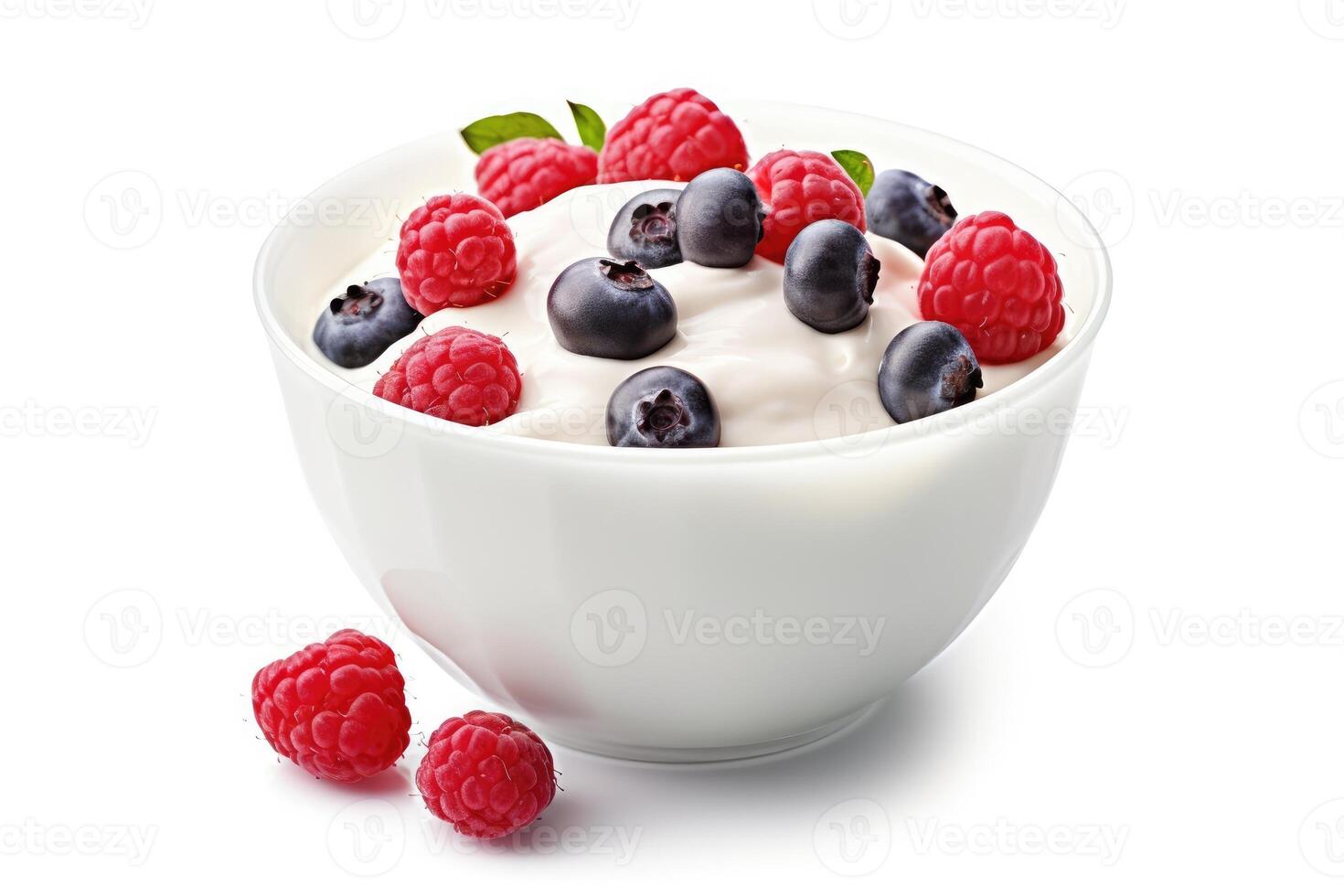 mischen Beeren Joghurt Essen Fotografie ai generiert foto