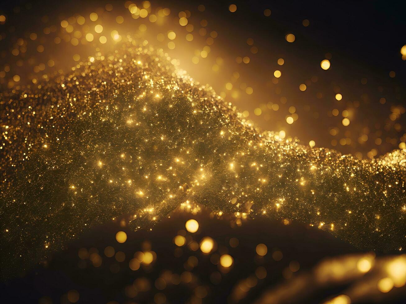 abstrakt glänzend Licht und Gold Partikel Hintergrund. ai generativ. foto