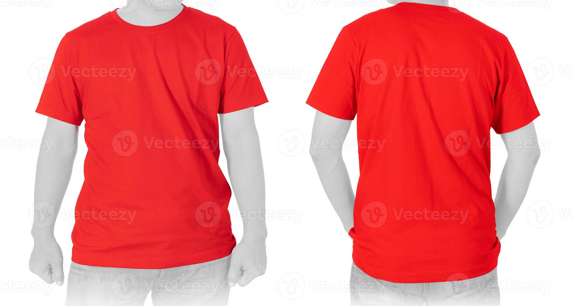leeres rotes T-Shirt auf weißem Hintergrund foto
