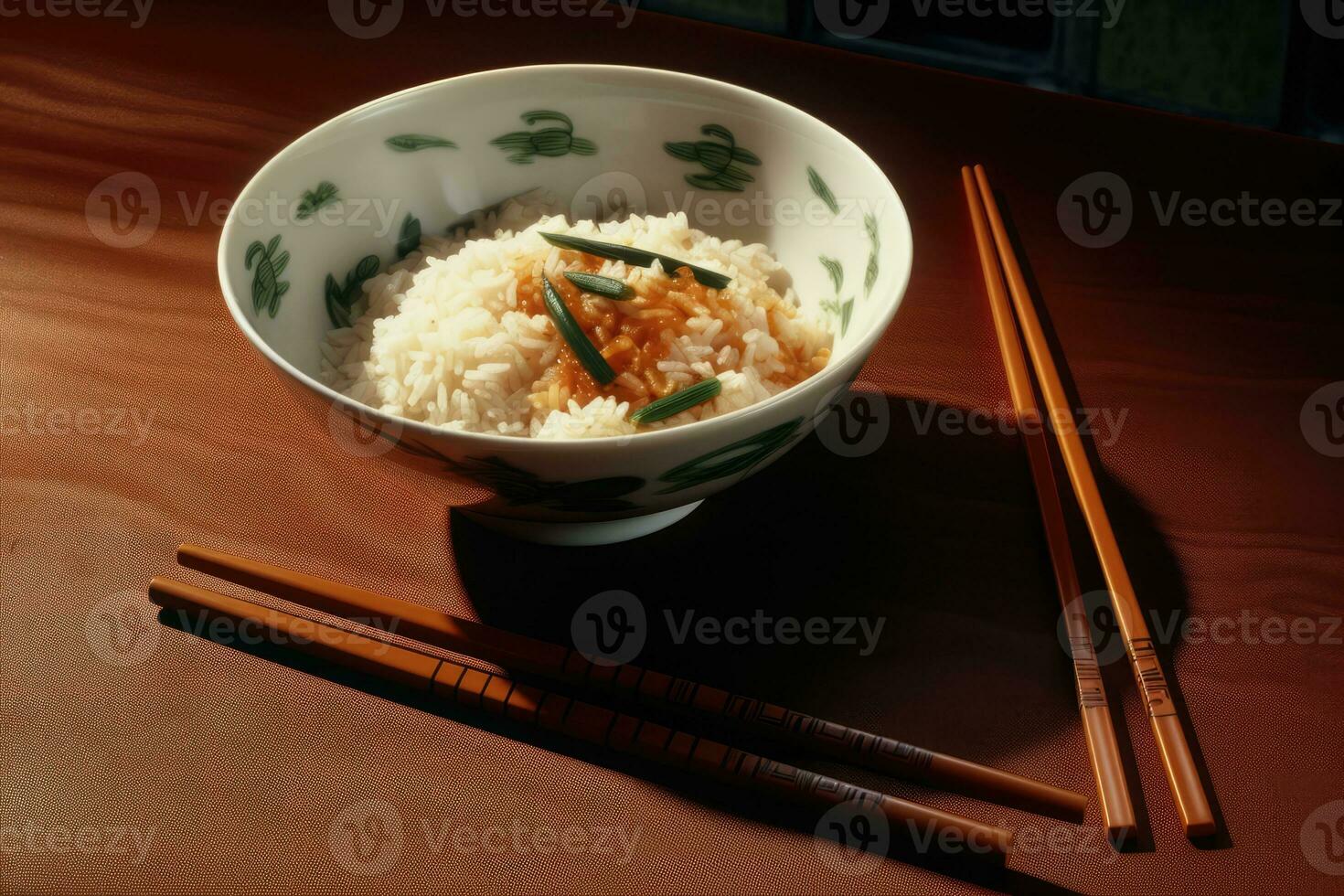 asiatisch inspiriert Mahlzeit serviert im ein traditionell Schüssel foto