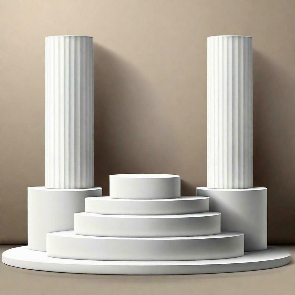 3d minimalistisch Weiß Podium mit Pole foto