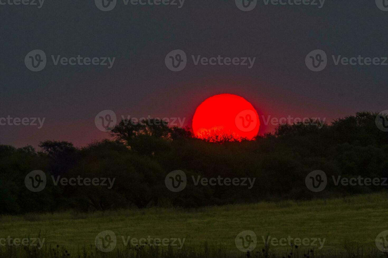 ein rot Sonne ist gesehen im das Himmel foto