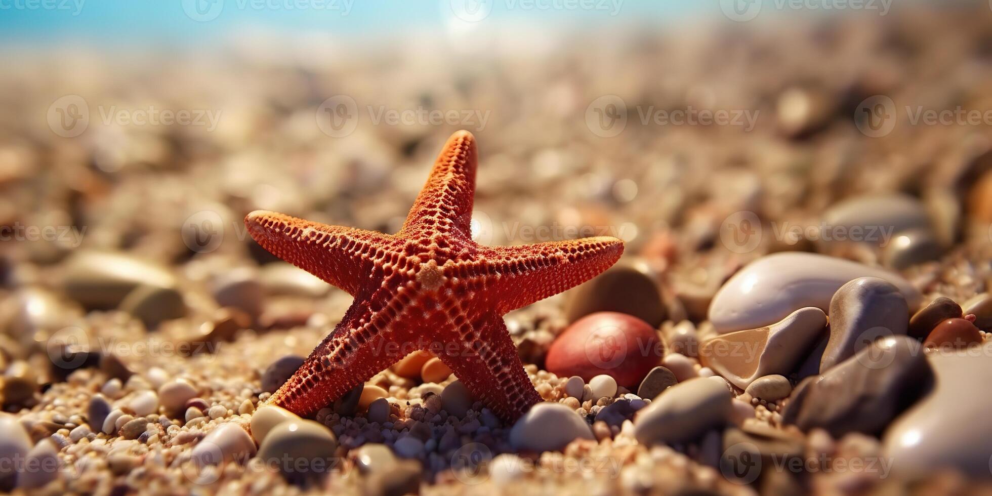 ai generiert. ai generativ. Meer Marine nautisch Marine Seestern Strand Insel Sand Ozean Ferien entspannen Sonne Stimmung. Grafik Kunst foto