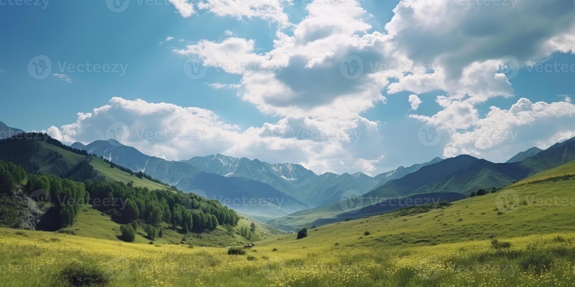 ai generiert. ai generativ. Abenteuer draussen wild Ferien Ausflug Landschaft schön Hintergrund. Berge Schlucht. Grafik Kunst foto