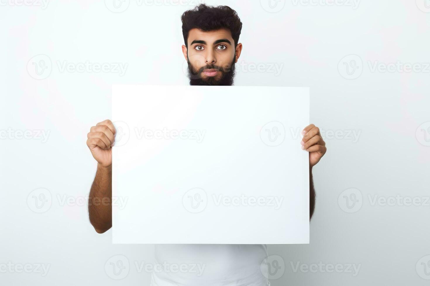 Mann halten ein Zeichen mit ein leer Raum foto