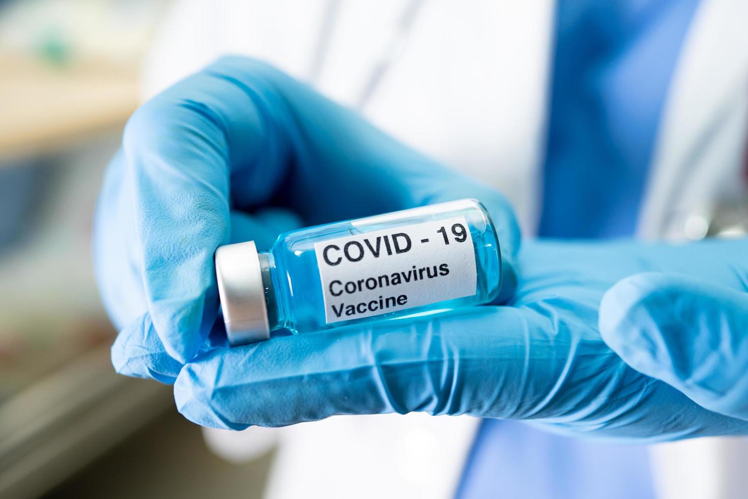 Covid-19 Coronavirus-Impfstoffentwicklung medizinisch für Ärzte zur Behandlung von Krankheitspatienten im Krankenhaus foto