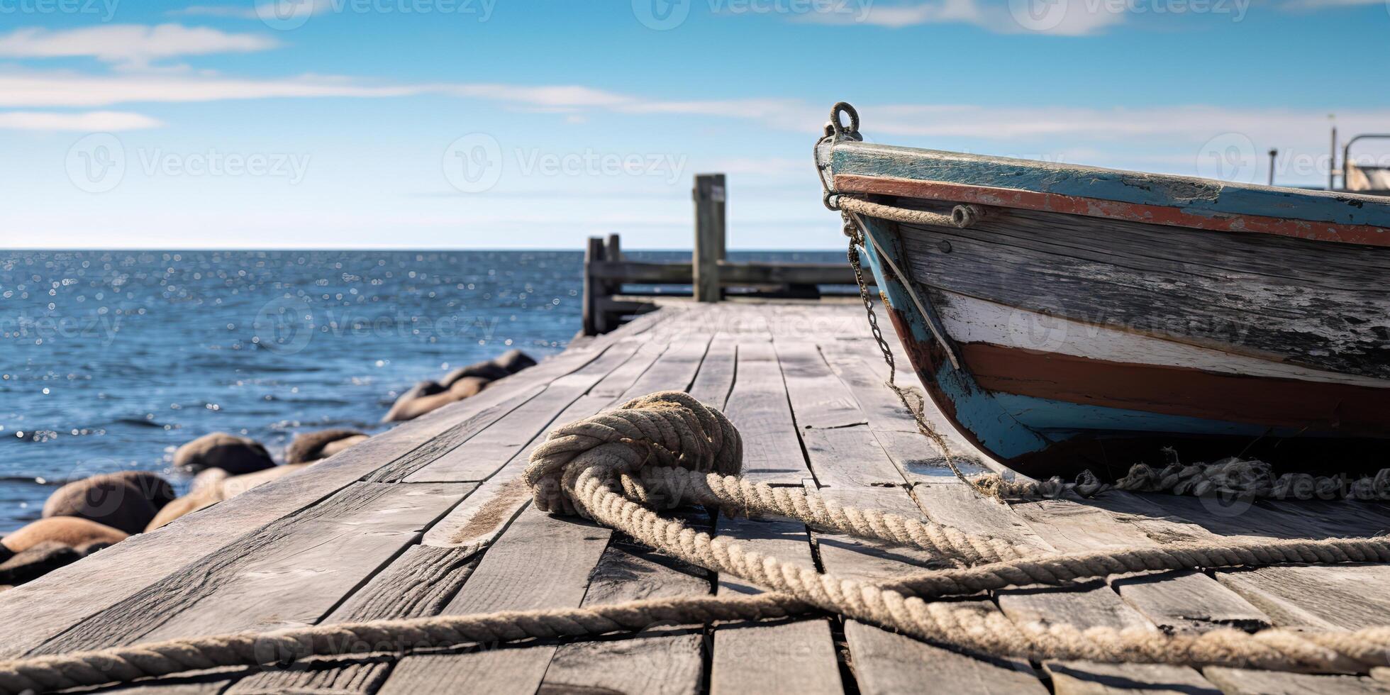 ai generiert. ai generativ. Natur draussen Landschaft Reise Boot Kosten Dock Ferien Hafen. Grafik Kunst foto