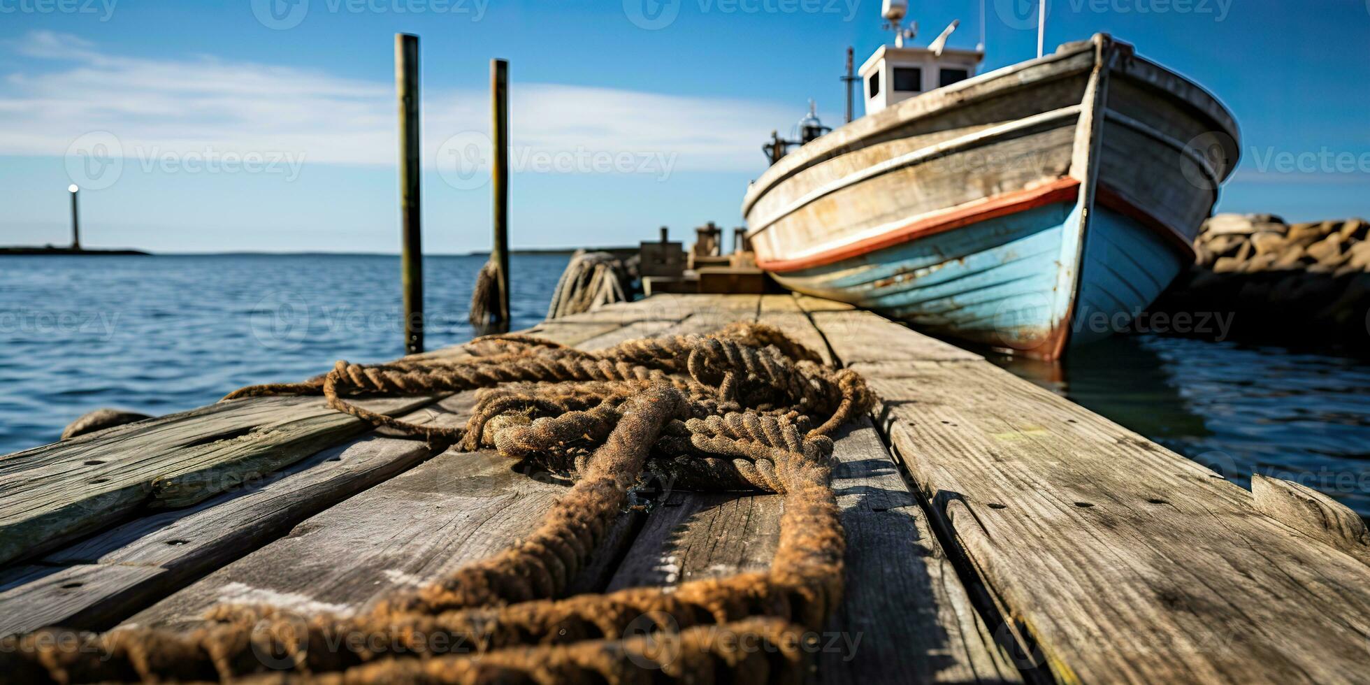 ai generiert. ai generativ. Natur draussen Landschaft Reise Boot Kosten Dock Ferien Hafen. Grafik Kunst foto