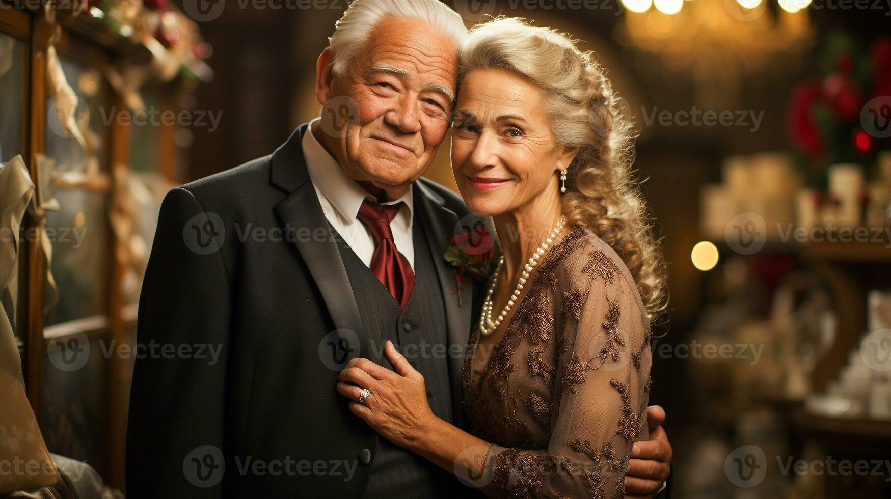 glücklich Senior Erwachsene Paar genießen das Urlaub mit jeder andere aus auf das Stadt, Dorf - - generativ ai. foto