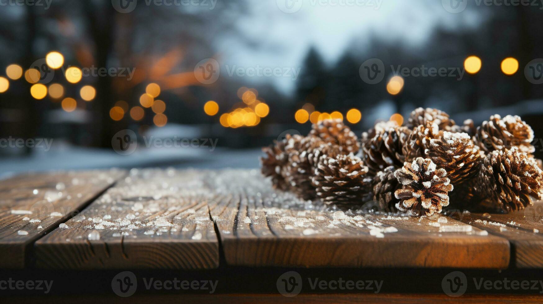 Weihnachten thematisch dekorativ leeren hölzern Base zum Produkt Artikel oder Text Anzeige. foto