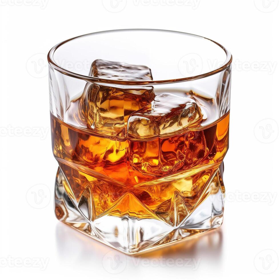 Glas von Whiskey auf Weiß Hintergrund. generativ ai foto