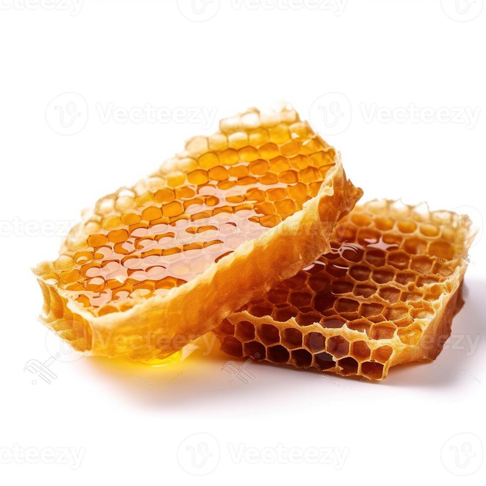 Bienenwabe auf Weiß Hintergrund. generativ ai foto