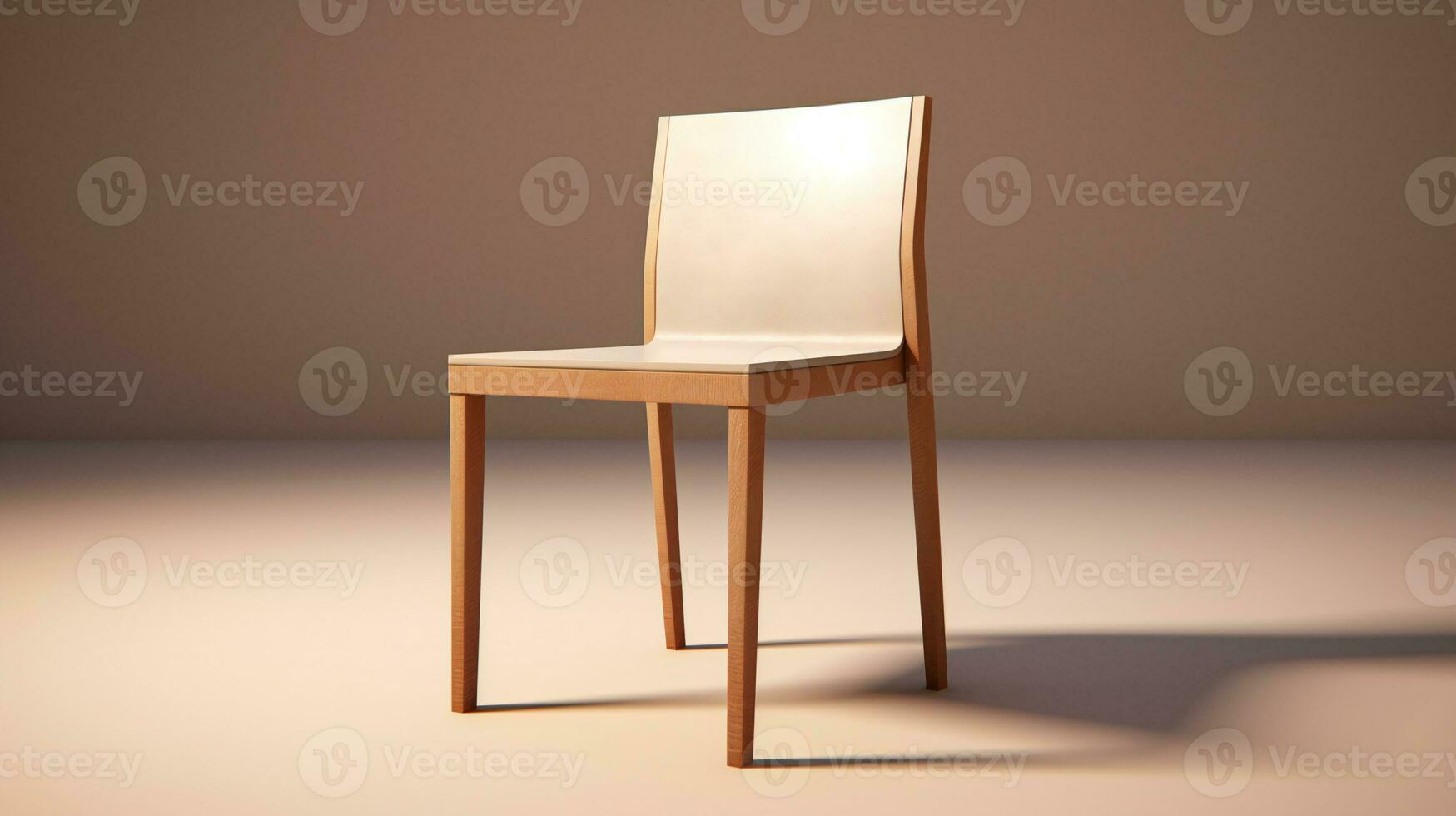 ein Stuhl im Vorderseite von ein Mauer mit Sonnenlicht Streaming im ai generativ foto