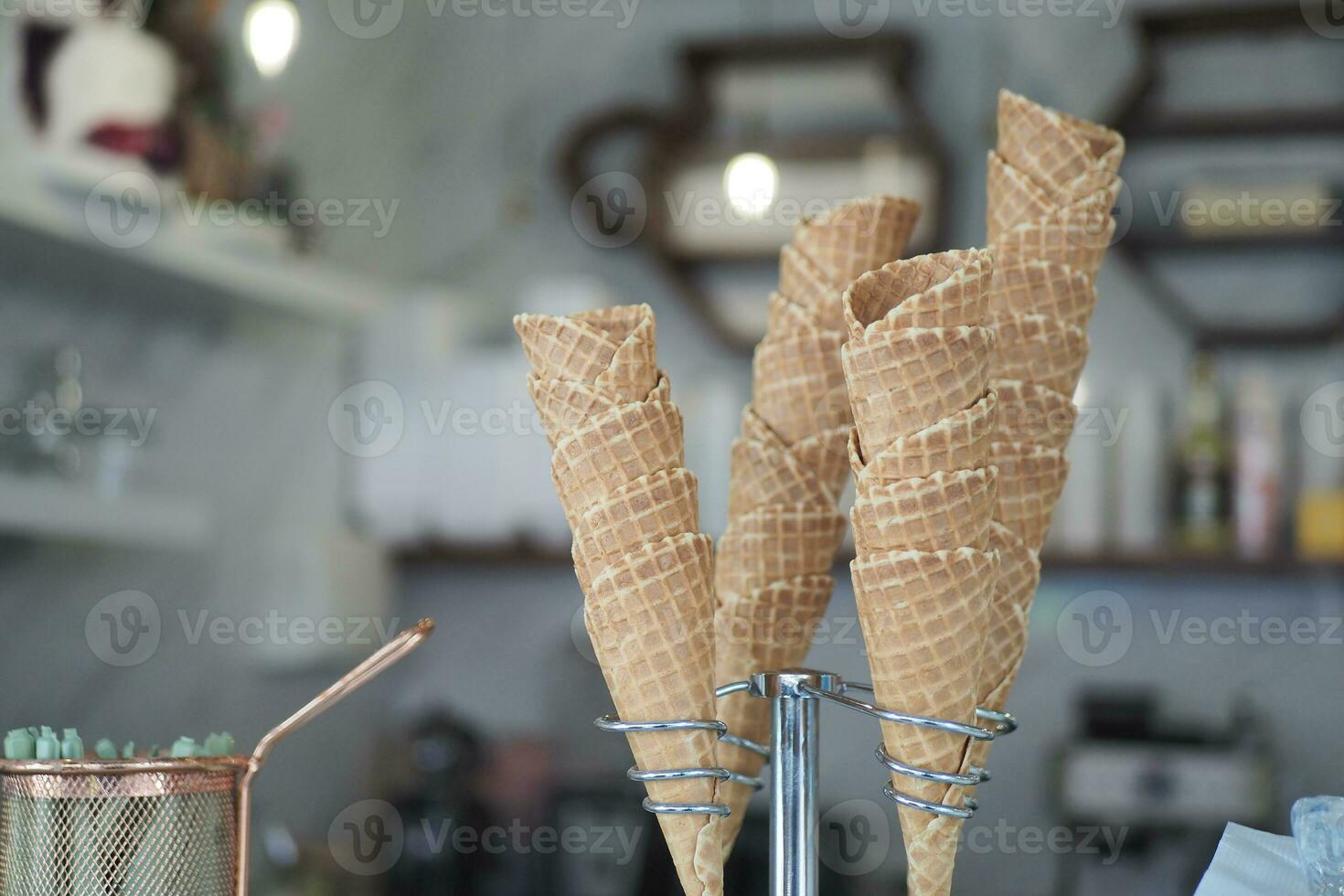 Stapel von Waffel con Anzeigen . foto