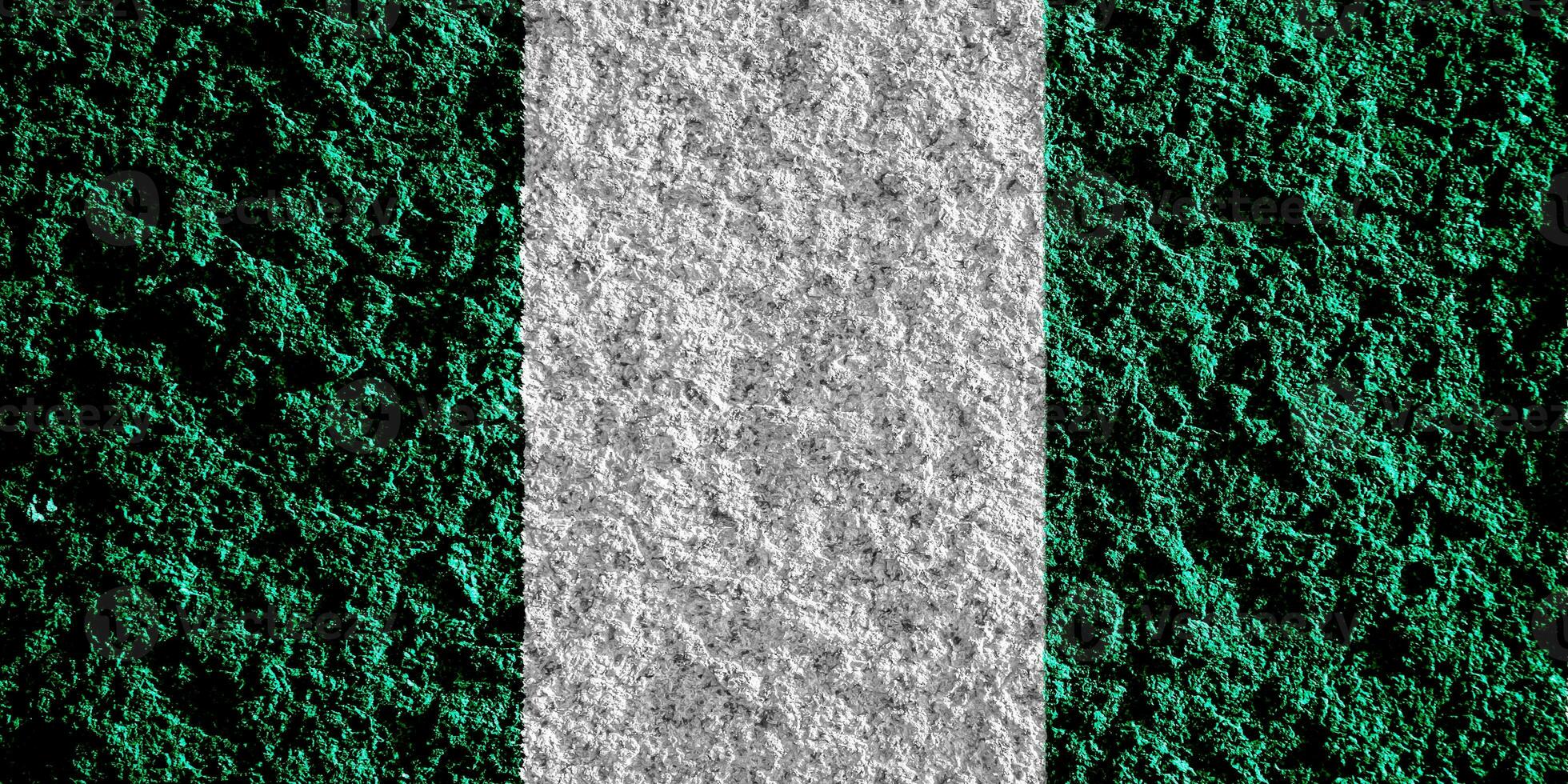 Flagge von Bundes Republik von Nigeria auf ein texturiert Hintergrund. Konzept Collage. foto