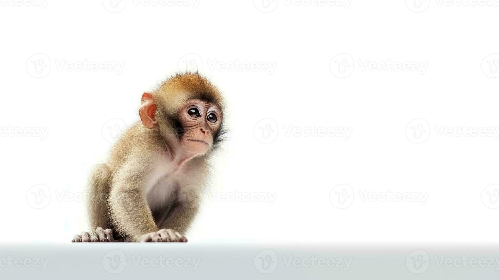 Foto von ein Affe auf Weiß Hintergrund