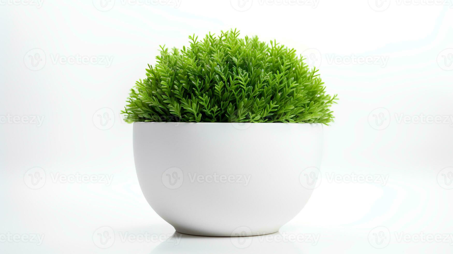 Foto von Java Moos im minimalistisch Topf wie Zimmerpflanze zum Zuhause Dekoration isoliert auf Weiß Hintergrund. generativ ai