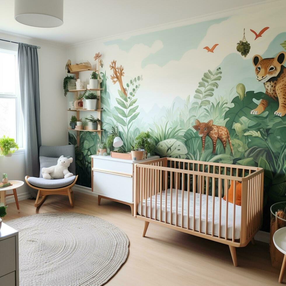 Baby Schlafzimmer Dekoration Hintergrund Illustration foto