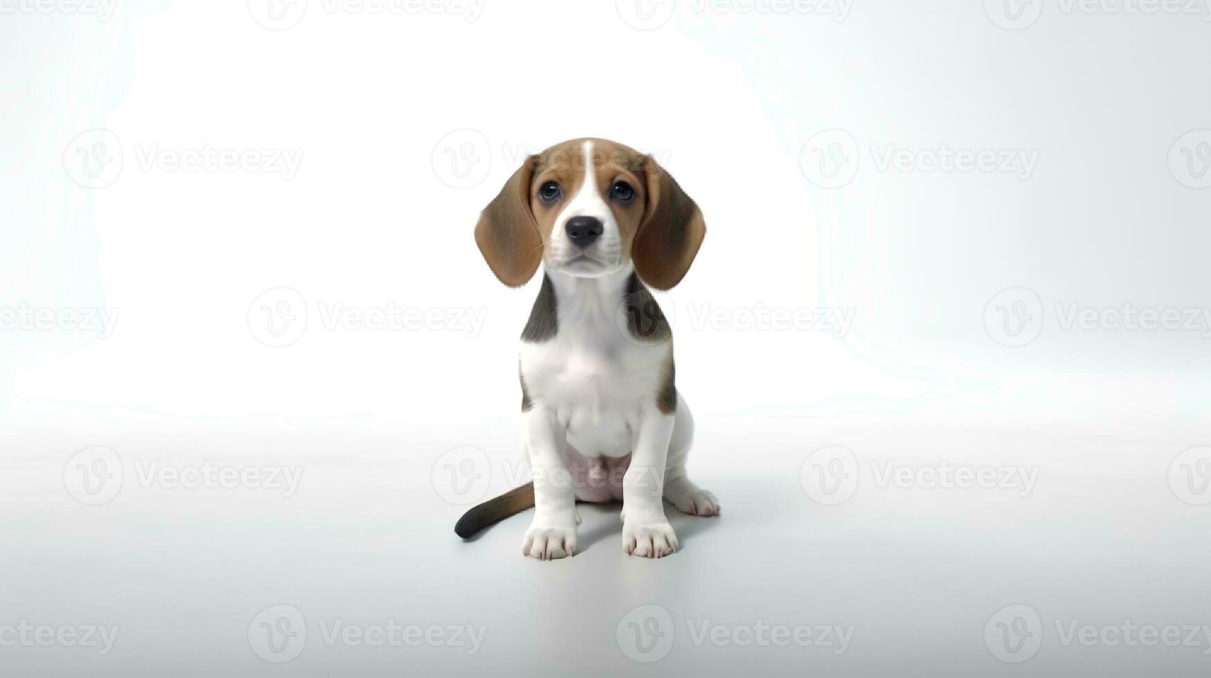 Foto von ein Beagle auf Weiß Hintergrund. generativ ai