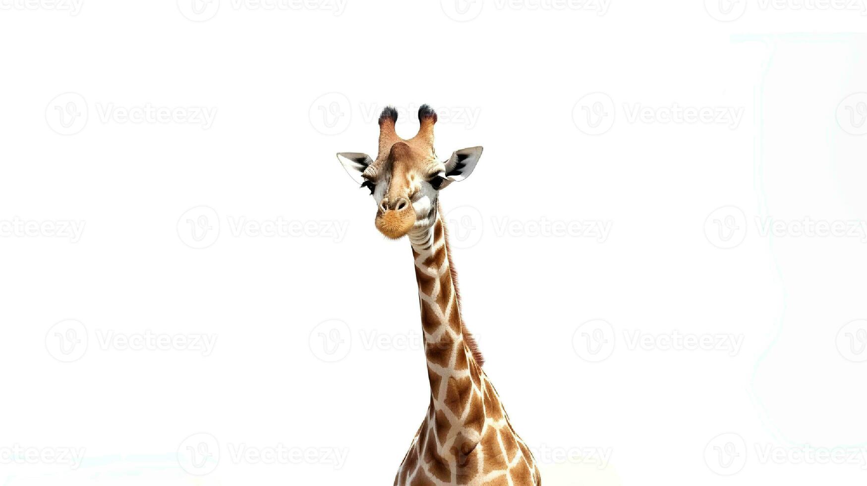 Foto von ein Giraffe auf Weiß Hintergrund. generativ ai