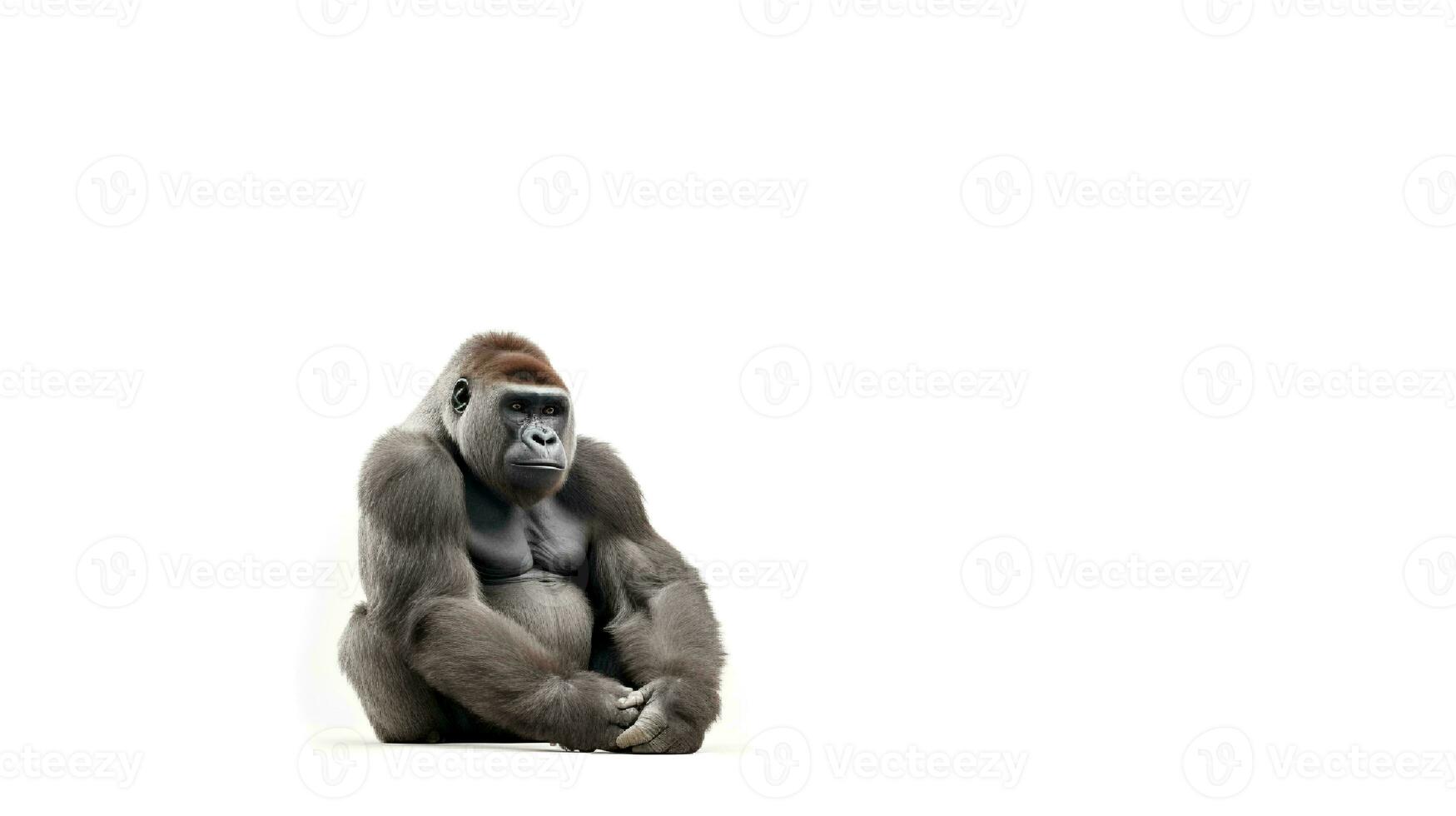 Foto von ein harambe auf Weiß Hintergrund. generativ ai