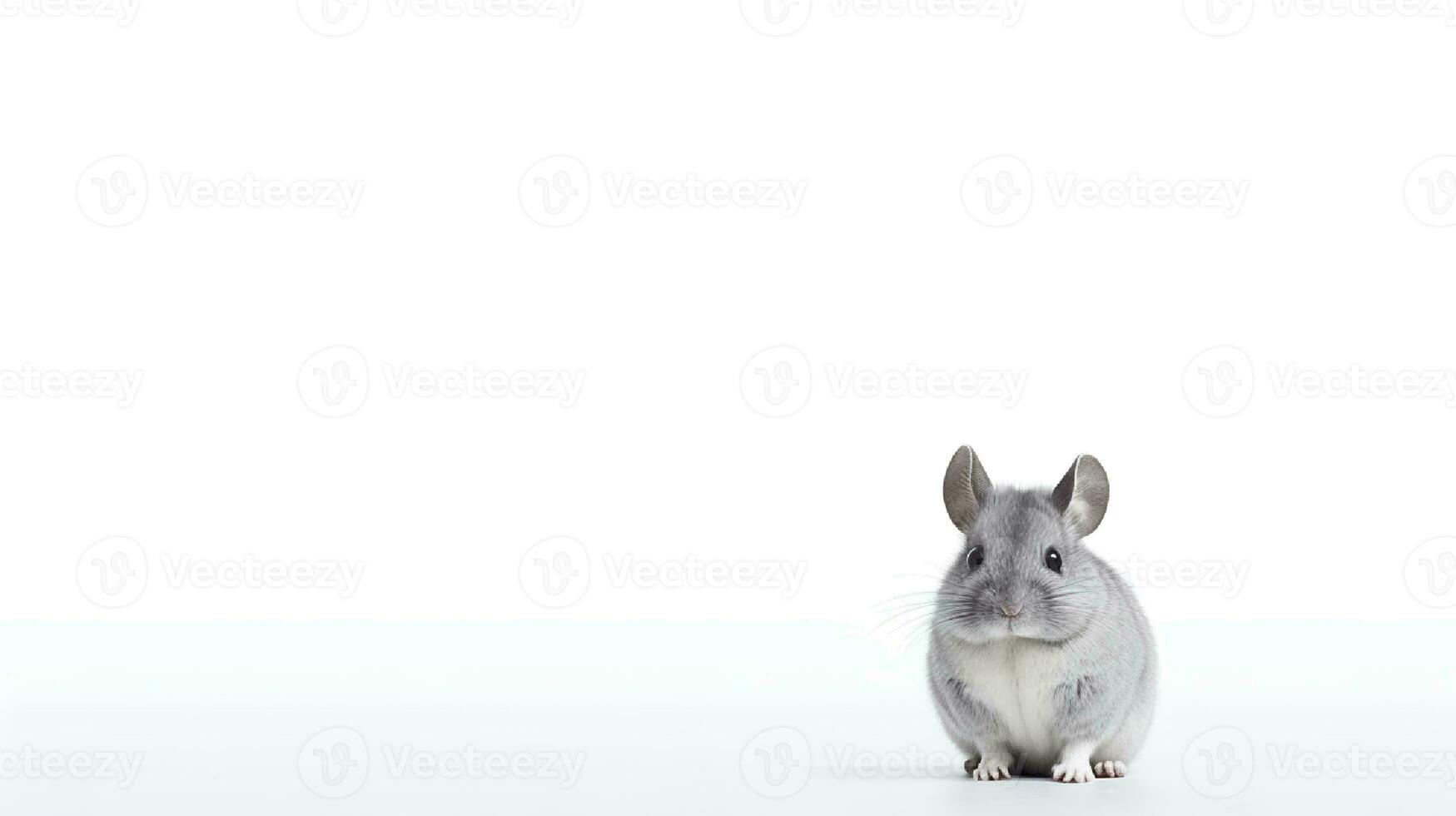 Foto von ein Chinchilla auf Weiß Hintergrund. generativ ai