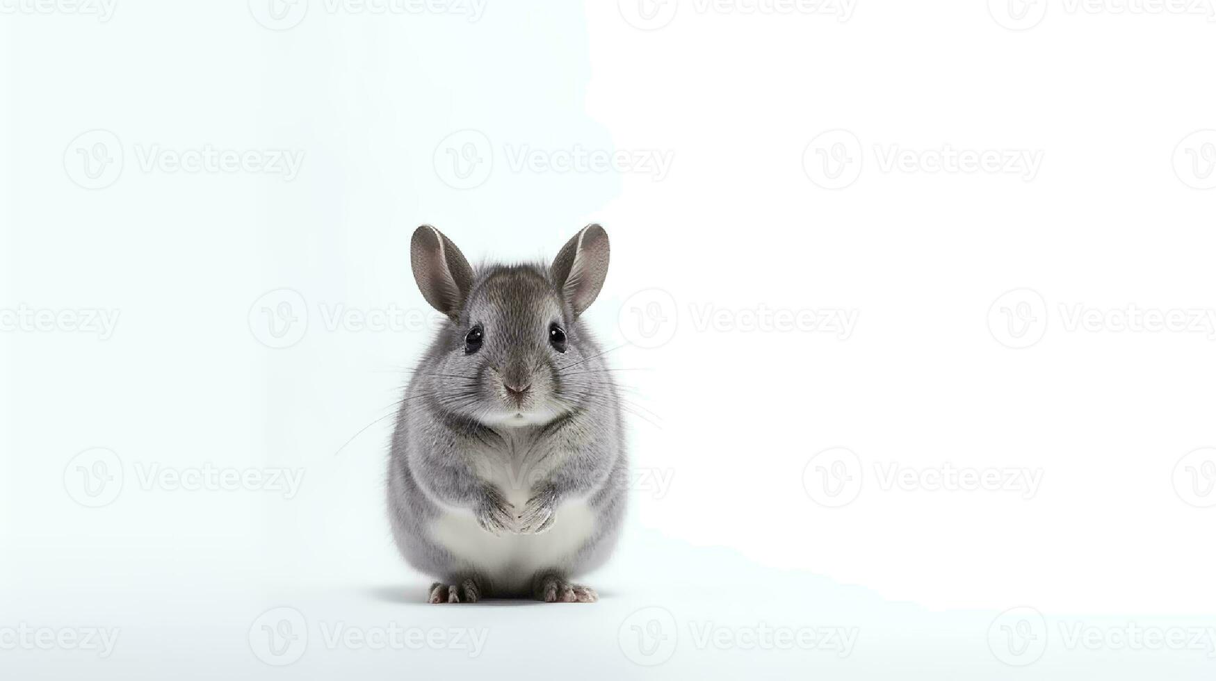 Foto von ein Chinchilla auf Weiß Hintergrund. generativ ai