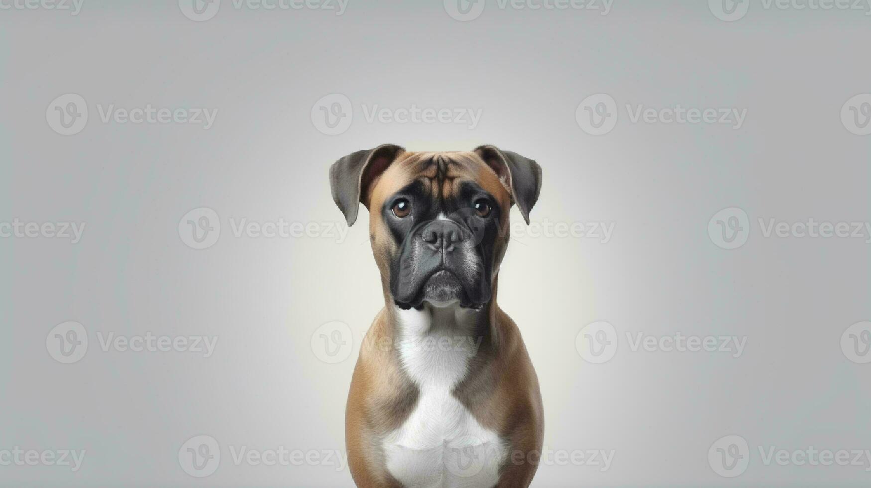 Foto von ein Boxer Hund auf Weiß Hintergrund. generativ ai