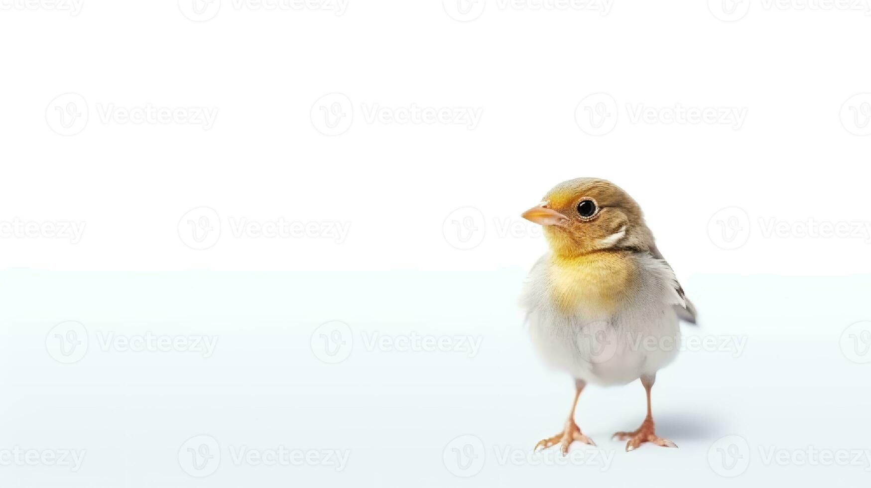 Foto von ein Fink Vogel auf Weiß Hintergrund. generativ ai