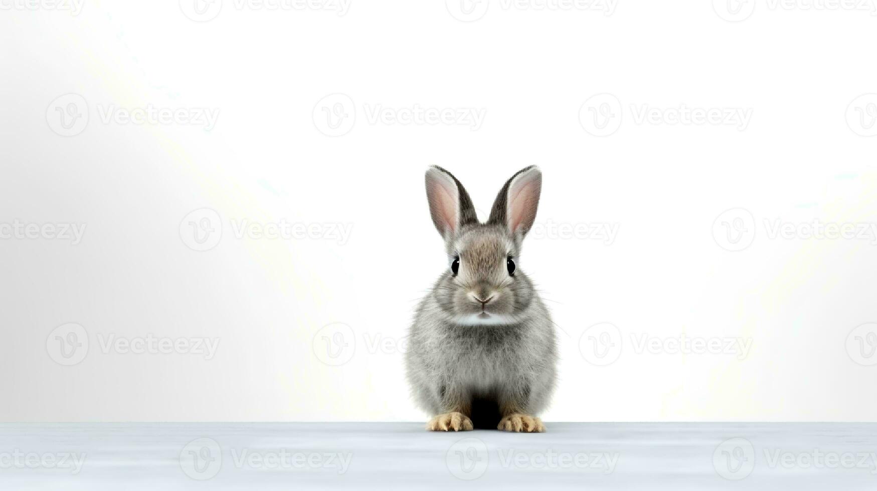 Foto von ein Hase auf Weiß Hintergrund. generativ ai