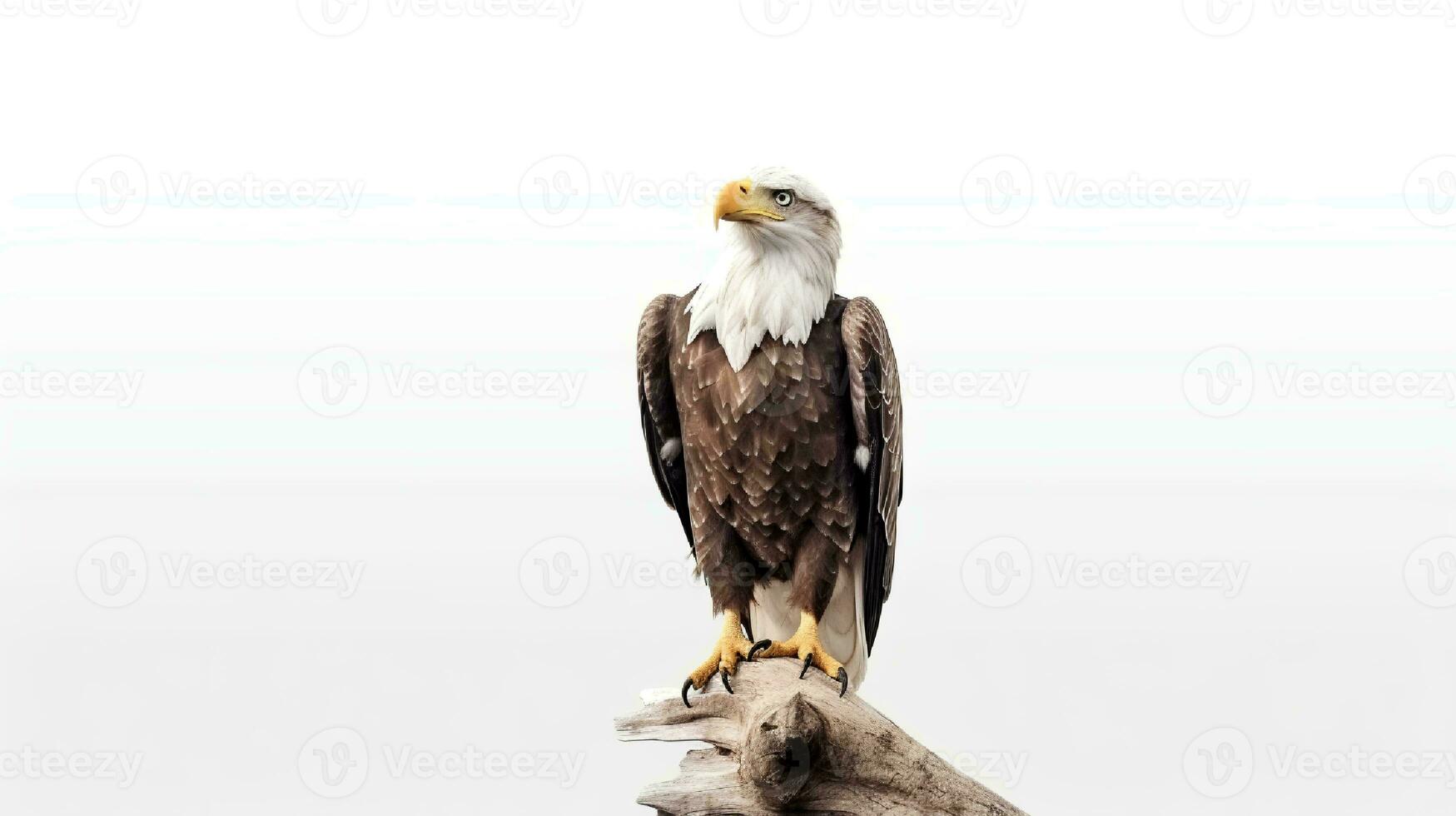 Foto von ein kahl Adler auf Weiß Hintergrund. generativ ai