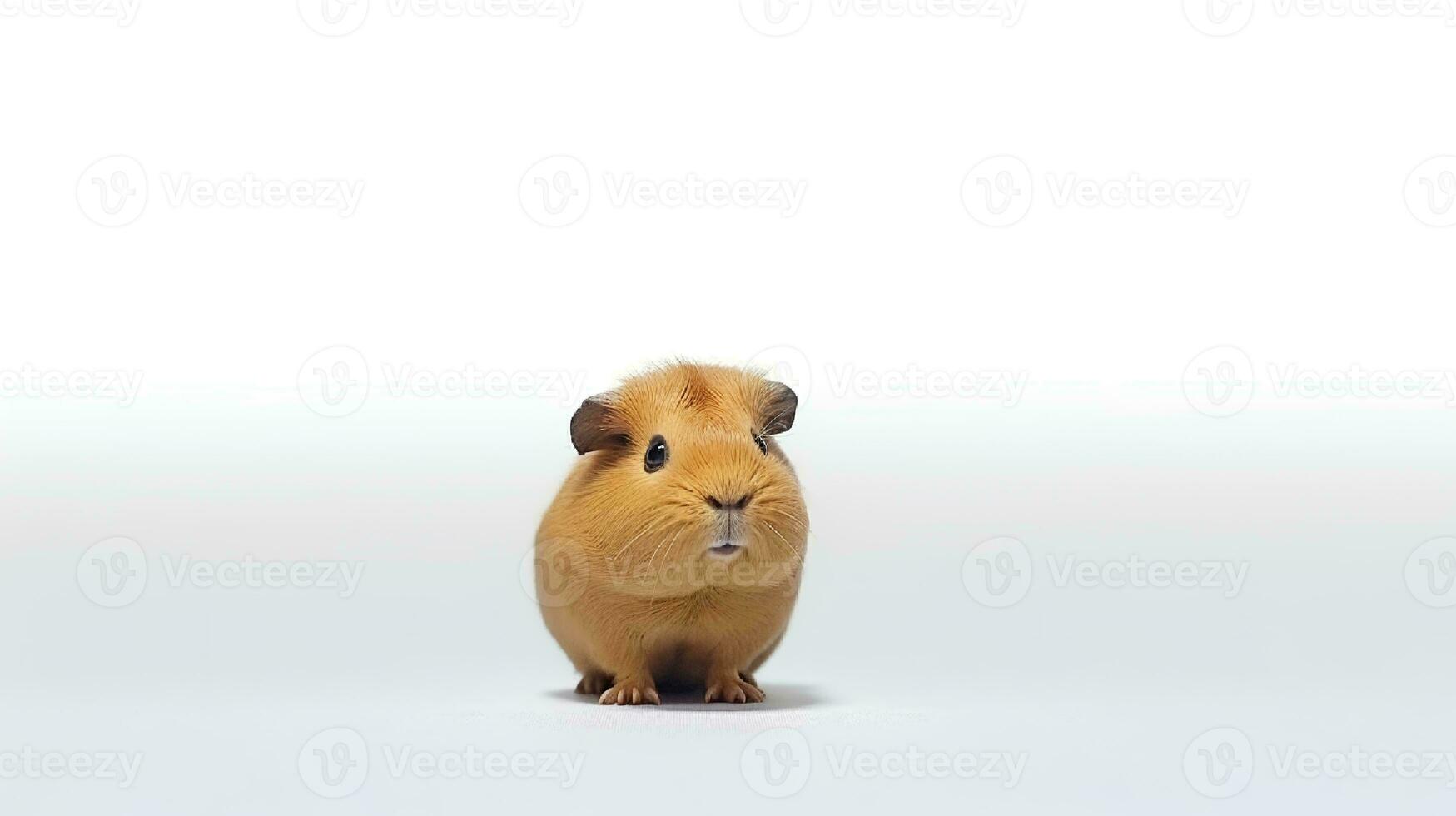 Foto von ein Guinea Schwein auf Weiß Hintergrund. generativ ai