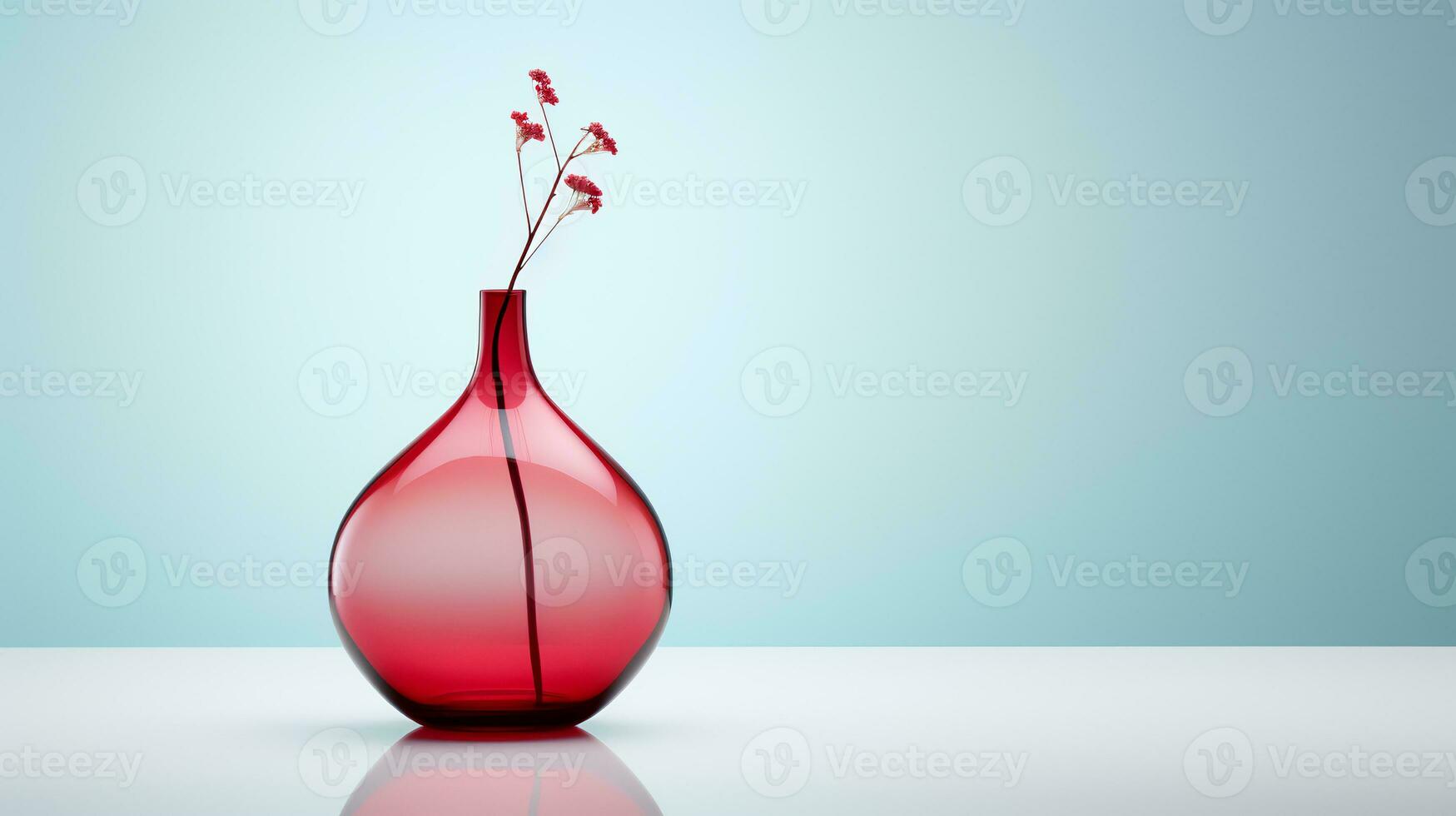 Foto von einer Stengel Pflanze im minimalistisch transparent Vase wie Zimmerpflanze zum Zuhause Dekoration auf warm Farbe Hintergrund. generativ ai