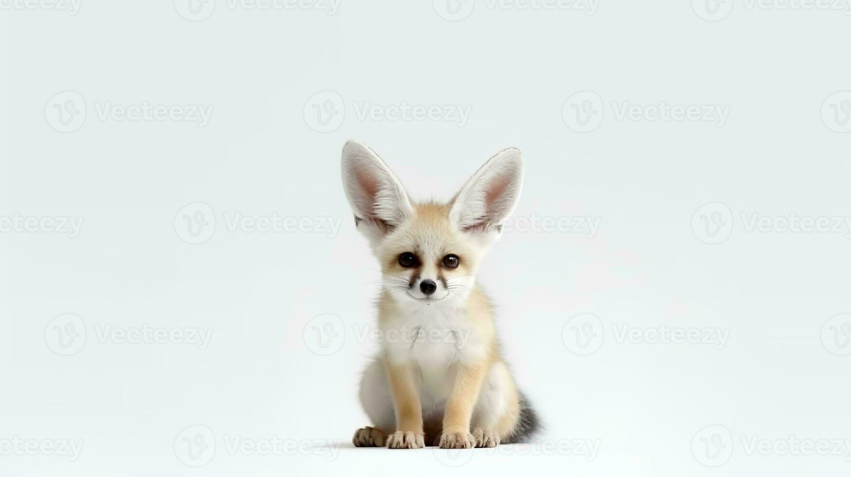 Foto von ein fennec Fuchs auf Weiß Hintergrund. generativ ai