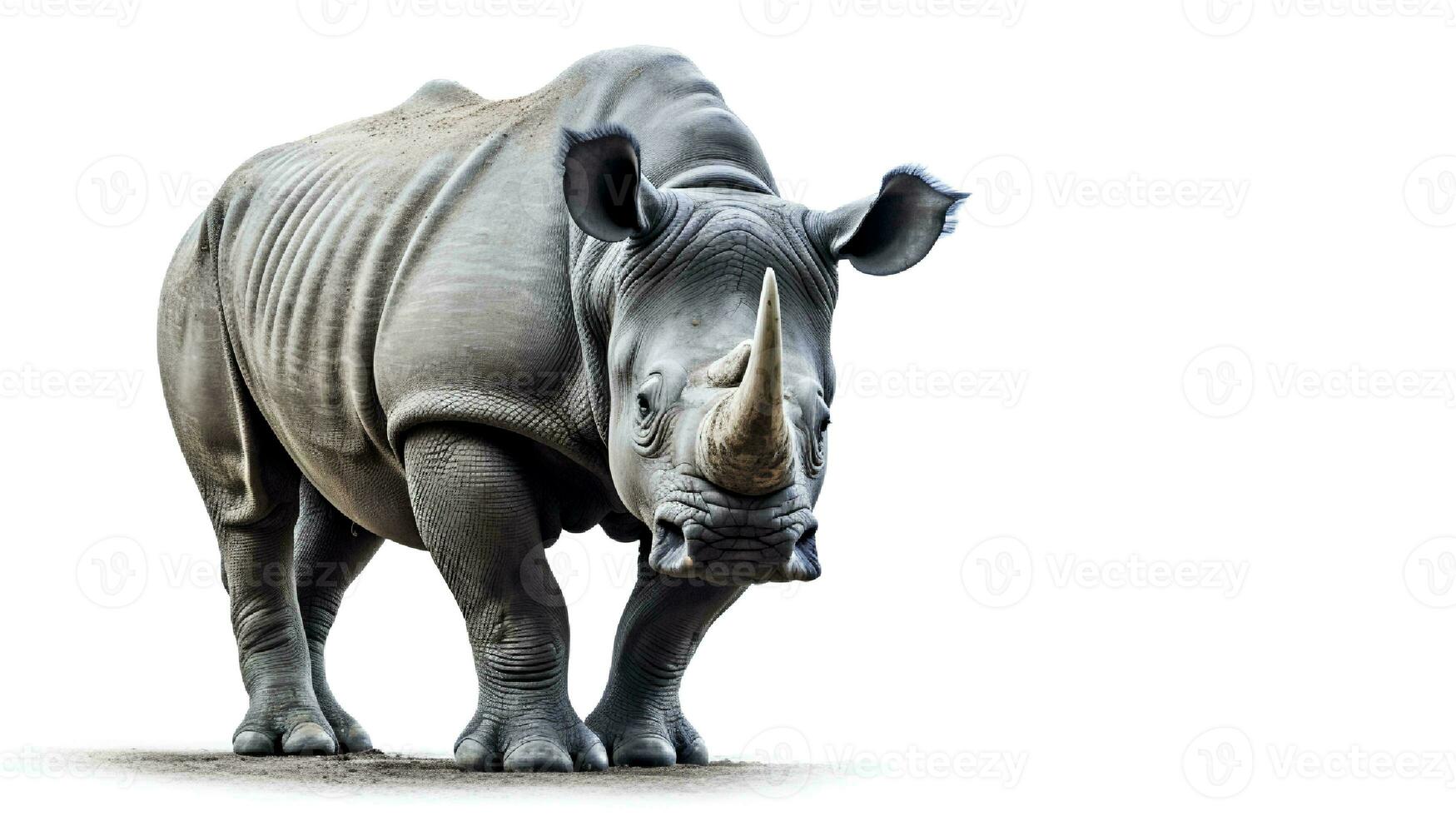 Foto von ein Nashorn auf Weiß Hintergrund. generativ ai