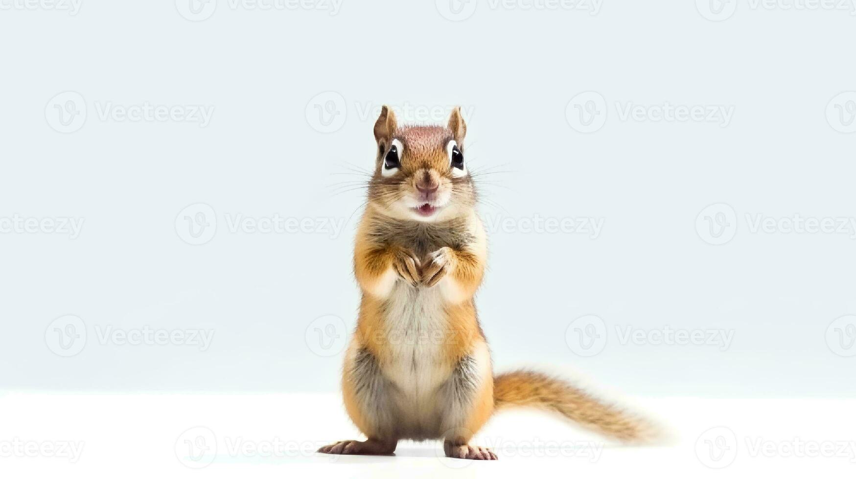 Foto von ein Chipmunk auf Weiß Hintergrund. generativ ai