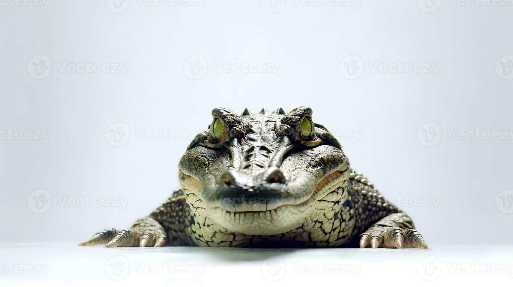 Foto von ein Alligator auf Weiß Hintergrund. generativ ai