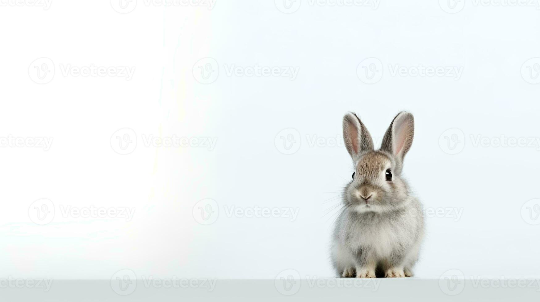 Foto von ein Hase auf Weiß Hintergrund. generativ ai