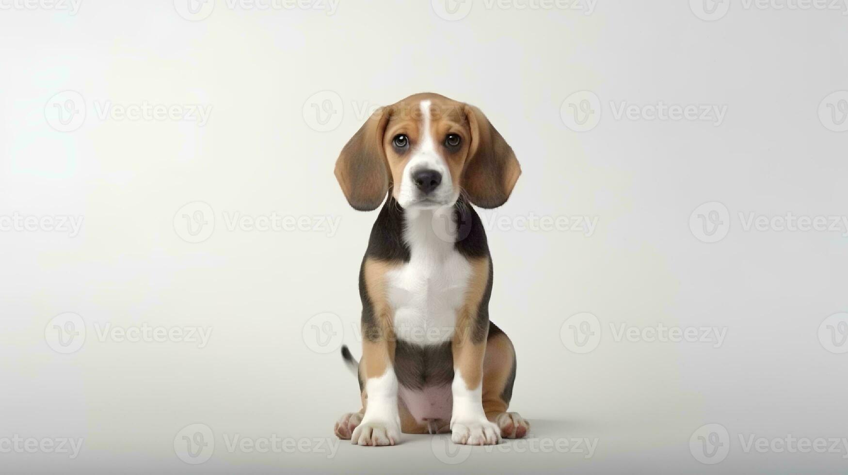 Foto von ein Beagle auf Weiß Hintergrund. generativ ai