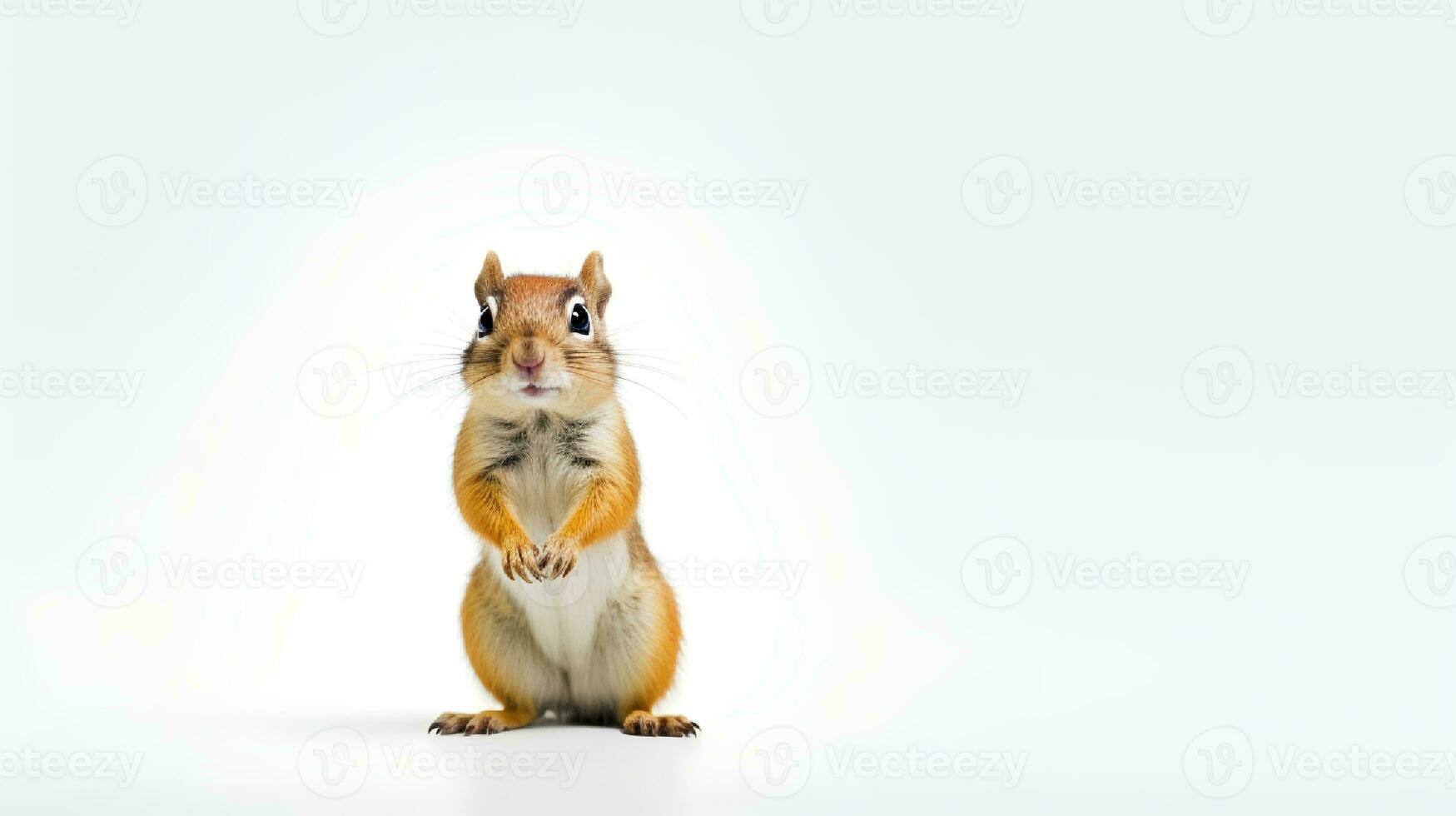 Foto von ein Chipmunk auf Weiß Hintergrund. generativ ai