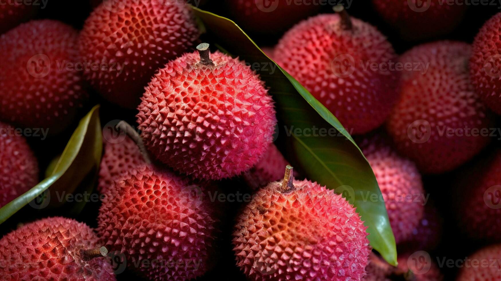 generativ ai, Makro frisch saftig von Litschi Obst Hintergrund. Nahansicht Foto, Sommer- Thailand Lebensmittel. foto