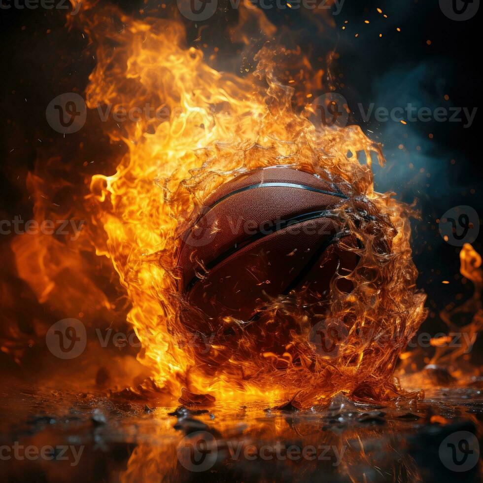 Basketball auf Feuer. generativ ai foto