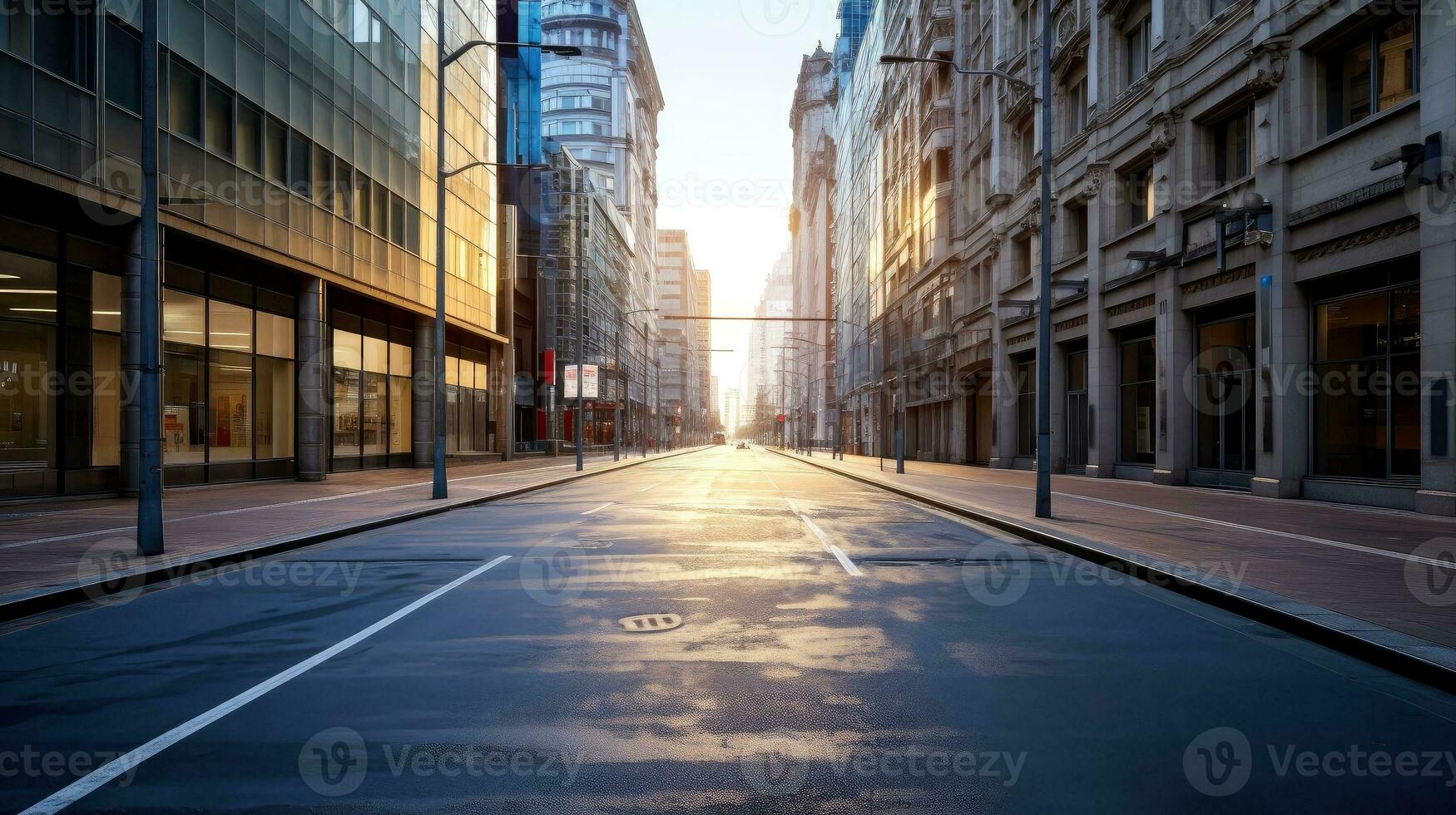 Illustration Bild von klassisch die Architektur und städtisch Straßen, leeren Straße im das Stadt, generativ ai Illustration foto